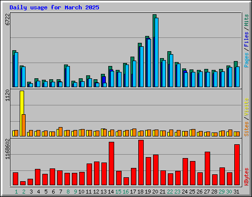 Daily usage for March 2025
